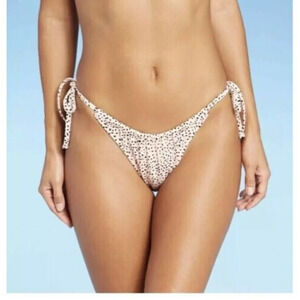 Xhilaration Women's Bikini Bottom Swimwear Tie Side Cheeky Polka Dot Large 8 10